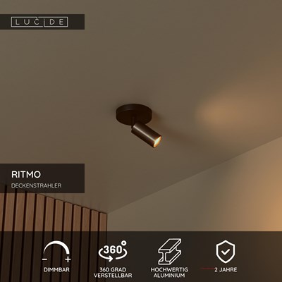 Lucide RITMO - Deckenstrahler - Ø 10 cm - 1xGU10 (MR11) - Kaffee